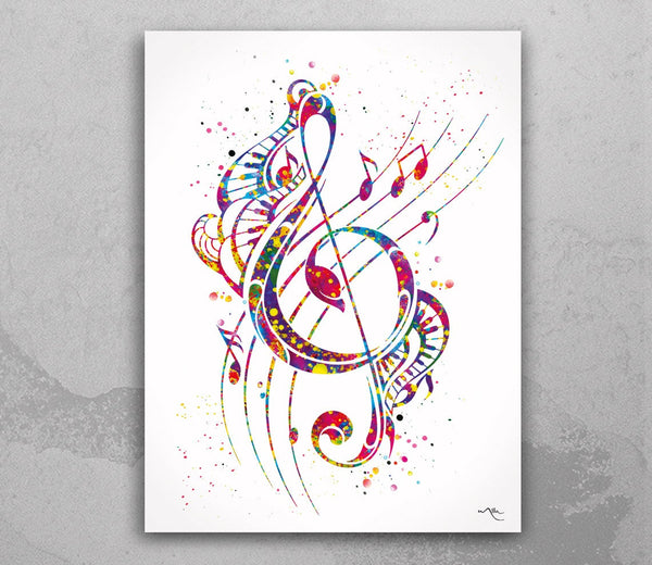 Treble Clef Art Print Watercolor Print Art Print Music Studio Dorm Decor Musician Gift Wall Decor Home Decor Wall Hanging Housewarming -141