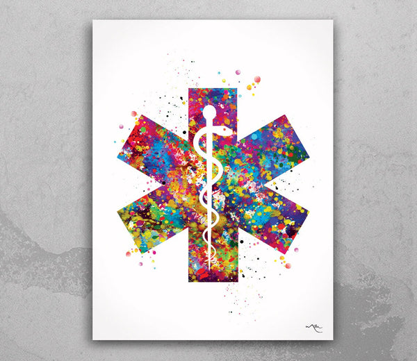 Rod of Asclepius Watercolor Print Wall Art Doctor Art Nurse Gift Medical Art Science Gift Home Decor Medicine Art Hospital Clinic Decor-1000