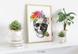 Skull Anatomy Floral Watercolor Print Medical Art Science Art Anatomy with Flowers Neurology Human Skull Dental Tooth Art Skeleton Gift-1354