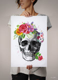 Skull Anatomy Floral Watercolor Print Medical Art Science Art Anatomy with Flowers Neurology Human Skull Dental Tooth Art Skeleton Gift-1354