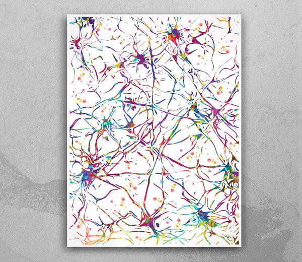 Neural Network Watercolor Print Abstract Medical Art Science Art Neurology Human Brain Psychiatry Therapy Art Doctor Poster Neuron Art-1067