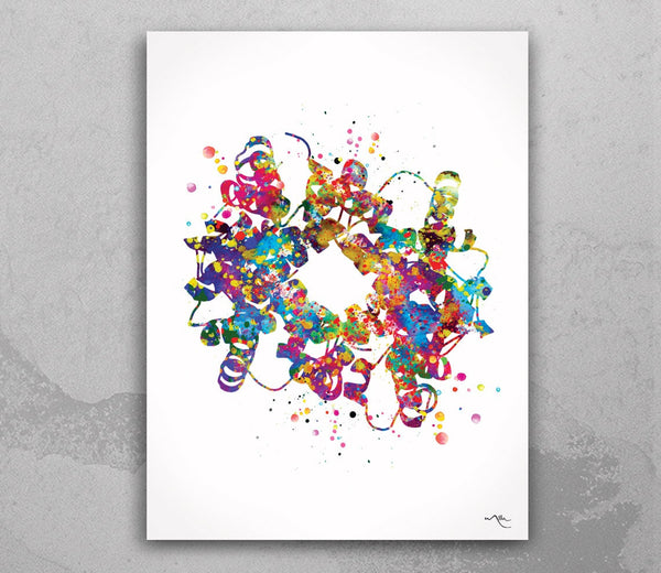 Hemoglobin Watercolor Print Blood Histology Art Science Gift Hematology Medical Art Blood Cells Wall Art Office Laboratory Clinic Decor-1274