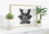 Rorschach Inkblot Test Card 9 BW Watercolor Print Psychology Psychiatry Psychotherapist Psychological Psychologist Clinic Medical Art-1322