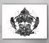 Rorschach Inkblot Test Card 8 BW Watercolor Print Psychology Psychiatry Psychotherapist Psychological Psychologist Clinic Medical Art-1321