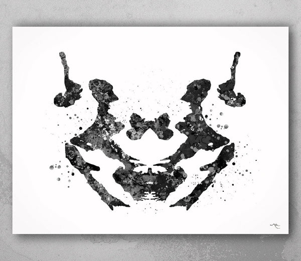Rorschach Inkblot Test Card 3 BW Watercolor Print Psychology Psychiatry Psychotherapist Psychological Psychologist Office Medical Art-1288
