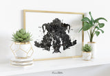 Rorschach Inkblot Test Card 4 BW Watercolor Print Psychology Psychiatry Psychotherapist Psychological Psychologist Clinic Medical Art-1324