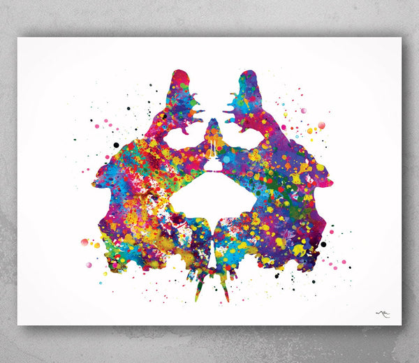 Rorschach Inkblot Test Card 2 Watercolor Print Psychology Psychiatry Art Psychotherapist Psychological Psychologist Office Medical Art-1286