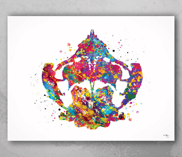 Rorschach Inkblot Test Card 8 Watercolor Print Psychology Psychiatry Psychotherapist Psychological Psychologist Clinic Medical Office-1320