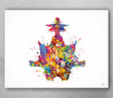 Rorschach Inkblot Test Card 6 Watercolor Print Psychology Psychiatry Psychotherapist Psychological Psychologist Clinic Medical Office-1316