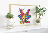 Rorschach Inkblot Test Card 9 Watercolor Print Psychology Psychiatry Psychotherapist Psychological Psychologist Clinic Medical  Office-1323