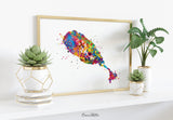 Saint Kitts Map Watercolor Print St. Kitts Islands Wall Art Wedding Gift Honeymoon Gift Map Wall Hanging Travel Gift Home Wall Decor-1143