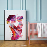 Mother and Daughter PINK Watercolor Print Mother and Baby Parent Love Children Family with Kids Birthday New Mum Baby Shower Nursery Gift-32