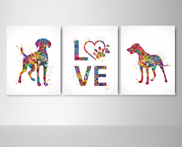 Hungarian Vizsla Dog Watercolor Print Set Dog Art Customizable Animal Poster Doglover Gift Dog Lover Vizsla Gift Poster Wall Hanging-1452