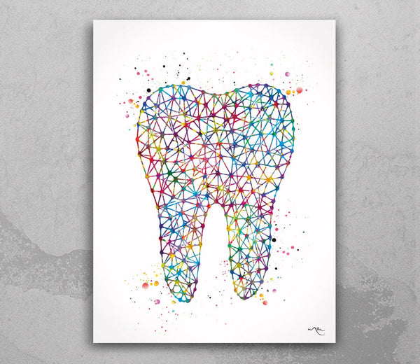 Dental Art Watercolor Print Medical Art Molar Teeth Orthodontic Orthodontist Clinic Office Dentist Geometrical Art Dentistry Wall Art-1578