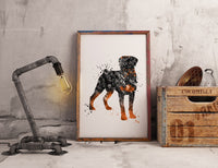 Rottweiler Dog Black Watercolor Print Rottweiler Poster Gift Doglover Puppy Friend Security Dog Bodyguard Animal Dog Poster Dog Art-1507