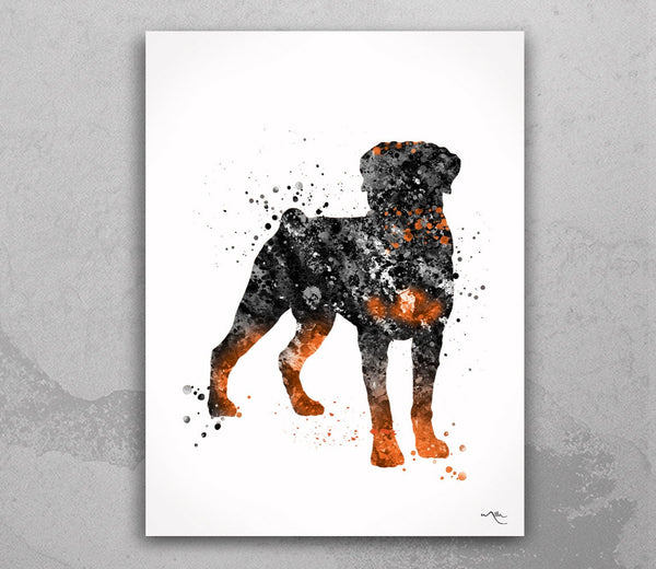 Rottweiler Dog Black Watercolor Print Rottweiler Poster Gift Doglover Puppy Friend Security Dog Bodyguard Animal Dog Poster Dog Art-1507