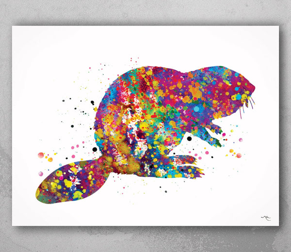 Beaver Watercolor Print Beaver Painting Cute Animal Nursery Gift Home Decor Wall Art Wall Decor Kids Room Decor Canvas Wall Hanging-1255