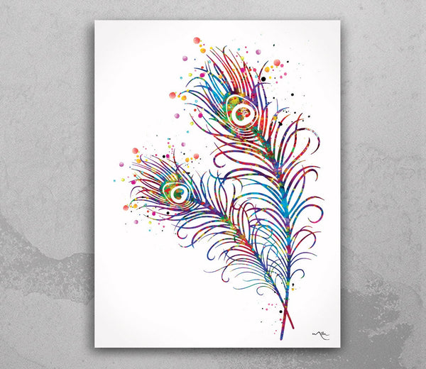 Peacock Feather Watercolor Print Home Decor Peacock Poster Peacock Painting Feather Decor Decor Wedding Gift Watercolor Bird Print-1003