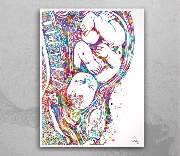 Pregnancy Art Watercolor Print CANVAS Art Womb Pregnancy Anatomy Gynecology Obstetrician Nursing Midwife Baby Fetus Medical Art Clinic-1270