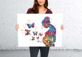 Pregnant Woman Butterflies Watercolor Print Pregnancy Gift Butterfly Obstetrician Nursing Baby Shower New Mum Art Clinic Midwife Gift-1215