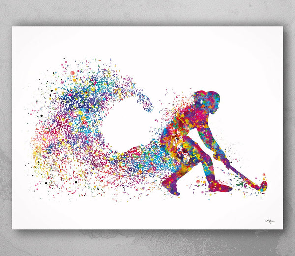 Field Hockey Girl Watercolor Print Hockey Player Girl Gift Art Wall Decor Female Woman Hockey Art Teen Room Decor Girl Sports Wall Art-2155