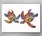 Sea Turtle Couple Watercolor Print Sea Themed Art Print Housewarming Gift Wall Art Poster Nursery Nautical Coastal Decor Wall Hanging-64