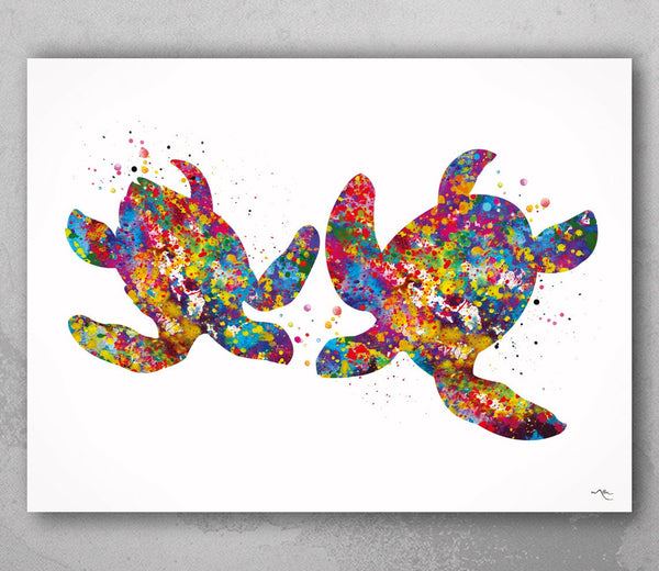 Sea Turtle Couple Watercolor Print Sea Themed Art Print Housewarming Gift Wall Art Poster Nursery Nautical Coastal Decor Wall Hanging-64