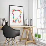 Teeth Art Watercolor Print Tooth Abstract Anatomical Art Dental Clinic Decor Art Dentistry Office Medical Graduaiton Dentist Gift Art-1671