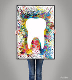 Dental Art Watercolor Print Tooth Abstract Anatomical Art Dental Clinic Decor Art Dentistry Office Medical Graduaiton Dentist Gift Art-2193