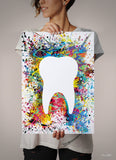 Dental Art Watercolor Print Tooth Abstract Anatomical Art Dental Clinic Decor Art Dentistry Office Medical Graduaiton Dentist Gift Art-2193