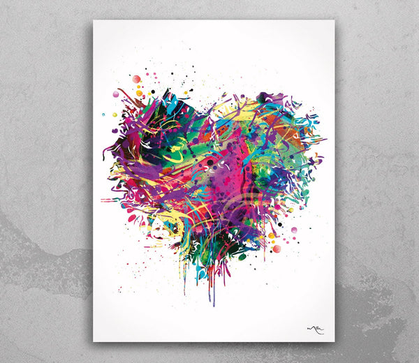 Heart Love Watercolor Print Valentines Day For Her For Him Abstract Bedroom Decor Housewarming Gift Wall Art Home Decor Wall Hanging-2195