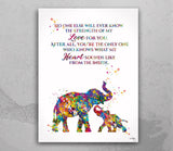 Mother and Baby Elephant Quote Watercolor Print Art Nursery Wall Art Wall Hanging No One Else For Kids Decor Home Decor Wall Hanging-1588