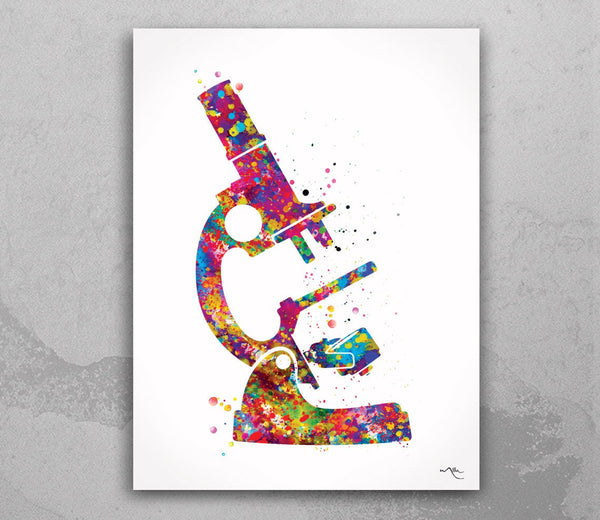 Microscope Watercolor Print Medical Art MicrobiologistGift Bioscience Student Graduation Microbiology Virus Biology Bacteria Microscopy-79