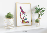 Microscope Watercolor Print Medical Art MicrobiologistGift Bioscience Student Graduation Microbiology Virus Biology Bacteria Microscopy-79