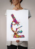Microscope Watercolor Print Medical Art MicrobiologistGift Bioscience Student Graduation Microbiology Virus Biology Bacteria Microscopy-79