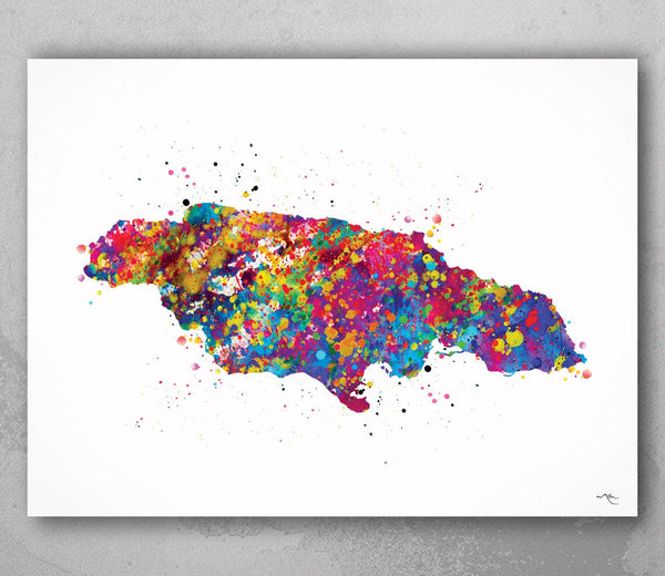 Jamaica Map Watercolor Print Caribbean Islands Map Wall Art Wedding Gift Honeymoon Gift Map Wall Hanging Travel Gift Home Wall Decor-989