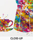 Moka Pot Watercolor Print Coffee Maker Italian Espresso Art Print Wall Art Nerd Gift Dining Room Wall Art Wall Hanging Kitchen Print-2201