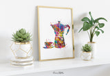 Moka Pot Watercolor Print Coffee Maker Italian Espresso Art Print Wall Art Nerd Gift Dining Room Wall Art Wall Hanging Kitchen Print-2201
