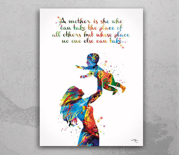 Mother and Child Quote Watercolor Print Mother and Baby Midwifery Gift Boy Girl Family with Kids Motherhood New Mum Baby Shower Nursery-2165