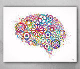 Brain Mechanism Brain Anatomy Watercolor Print Gears Science Art Computer Art Neurology Engineer Gifts Brain Art Cogs Science Poster-1111