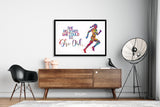 Runner Quote Watercolor Print Runner Female Woman Girl, She believed she could so she did, Sport Running Marathon Athlete Motivational-2171