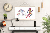 Runner Quote Watercolor Print Runner Female Woman Girl, She believed she could so she did, Sport Running Marathon Athlete Motivational-2171