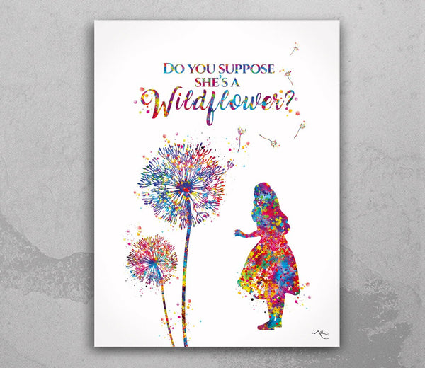 Alice Wildflower Quote Watercolor Print Teen Room Decor Housewarming Gift For Girls Gift Wall Art Wall Decor Art Home Decor Wall Hanging-856