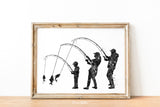 Fishing Family Watercolor Print Mom Dad and Son Fishing Poster Housewarming Gift Wall Art Father Mother and Son Gift Grey Nursery Decor-2172