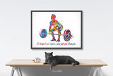 Man Weight Lifter Quote Watercolor Print Boy Weightlifter "It Doesn't Get Easier" Gym Fitness Power Lifter Strong Dad Sport Wall Art-2206