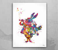 Alice Wall Art Watercolor Print Set Of 3 Teen room Decor Kids Room Nursery Decor For Childrens Alice Party Mad Hatter White Rabbit Print-968