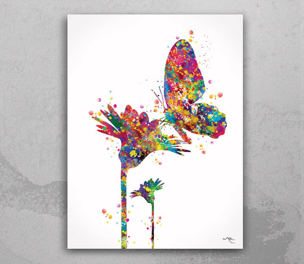 Flowers and Butterfly Nature Love Watercolor Print Housewarming Gift Flower Print Nursery Wall Art Wall Decor Home Decor Wall Hanging-938
