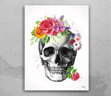 Skull Anatomy Floral Watercolor Print Medical Art Science Art Anatomy with Flowers Neurology Human Skull Dental Tooth Art Skeleton Gift-1354