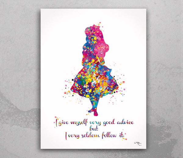 Alice Quote Watercolor Print "I Gave Myself Good Advice" Nursery Wall Art Wall Hanging Baby Shower Wall Decor Teen Room Decoration-586