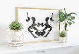 Rorschach Inkblot Test Card 3 BW Watercolor Print Psychology Psychiatry Psychotherapist Psychological Psychologist Office Medical Art-1288
